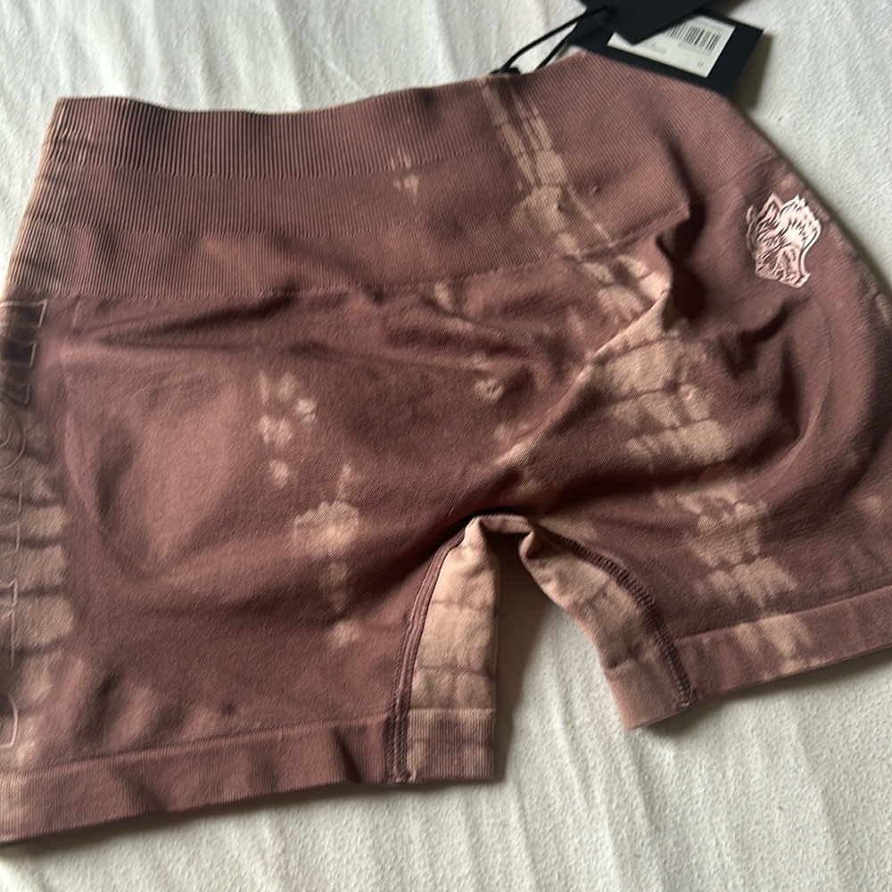 Darc Sport Women's Tie-Dye Athletic Shorts in Mauve and Cream